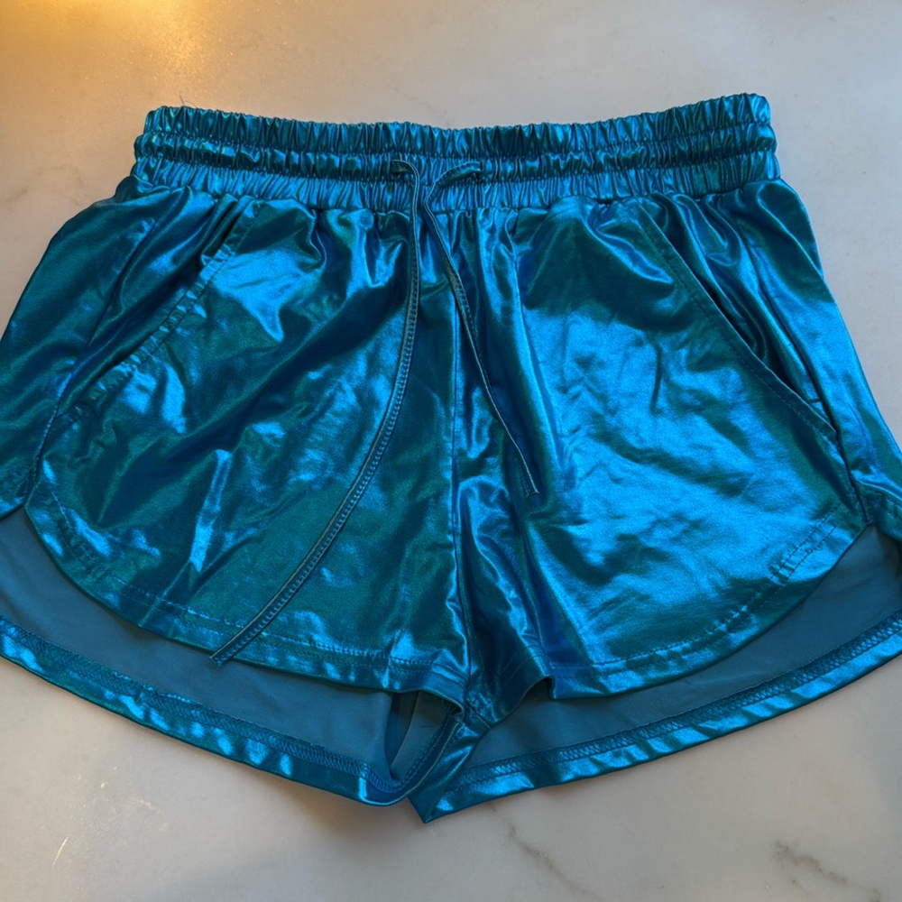 Shiny blue size M shorts, good condition